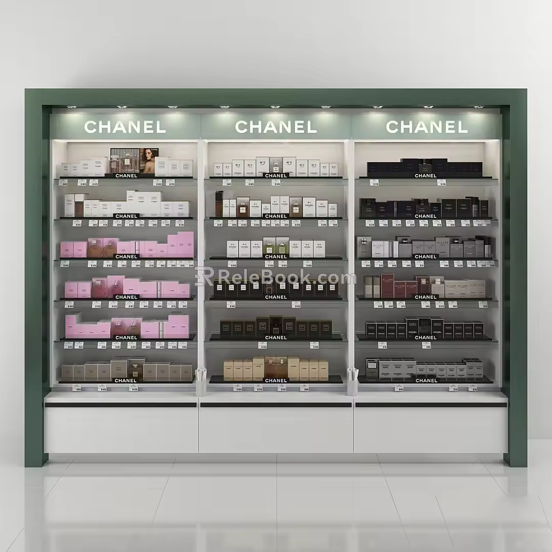 Modern cosmetics showcase shelf 3d model