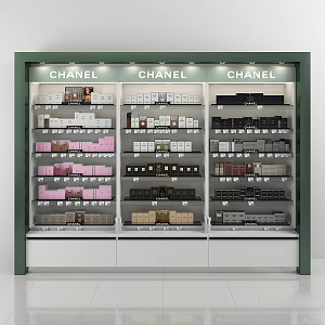 Modern cosmetics showcase shelf 3d model