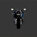 Sleek Modern Sport Motorcycle In Blue White Black With Red Wheels And Silver Exhaust