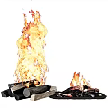 Garden Decorative Fire Pit With Burning Wood Logs And Flames