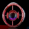 Futuristic Red Circular Device With Illuminated Center And Surrounding White Lights