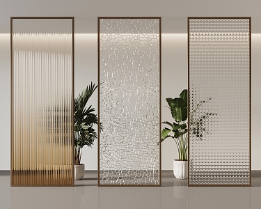 Modern 10 Glass Partition Gradient Glass Changhong Glass 3d model