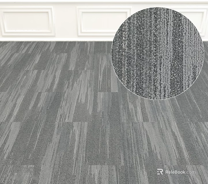 Gray Square Carpet With Striped Texture For Modern Living Room Floor 3d model 