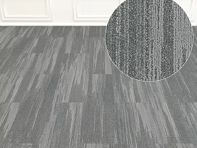 Gray Square Carpet With Striped Texture For Modern Living Room Floor 3d model