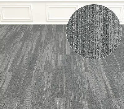 Gray Square Carpet With Striped Texture For Modern Living Room Floor 3d model
