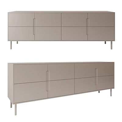 Modern TV Stand Design with Cabinet Doors Drawers and Metal Legs 3d model