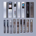 Modern Elevator Control Panels Featuring Various Designs Buttons And Digital Displays 3d model