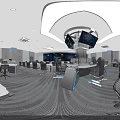 Modern Control Room With Multiple Monitors Control Desks Office Chairs And Technical Equipment