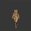 Golden Anime Girl 3D Model With Cat Ears And Running Pose Design