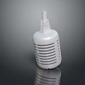 Classic White Microphone With Retro Striped Design And Shiny Surface 3d model