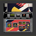 Slot Machine With Transparent Case Top Spinning Reel Front Display Screen And Colorful Designs