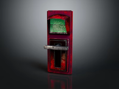 Vintage Red Coin Machine With Green Screen And Metal Handle Design 3d model