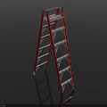Red Folding Household Ladder With Sturdy Metal Steps And Lightweight Portable Design