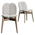 Modern Single Chair With Two Panel Upholstered Back And Wooden Legs