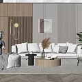 Modern sofa coffee table combination 3d model