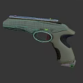 Futuristic Sci Fi Pistol With Sleek Metallic Grip And Trigger Design