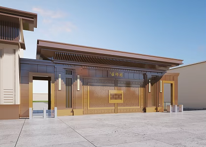Modern Residential Door Residential Door Head Residential Area Entrance Sales Office Door Chinese Door Head Chinese Door Chinese Commercial Street Metal Door Chinese Residential 3d model
