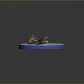 Game Movie Character Riding On Winged Dragon In Water And Sand Area On Circular Platform