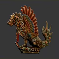 Colorful Mythical Creature Sculpture With Dragon Head Phoenix Wings Intricate Decorations And Ornate Base