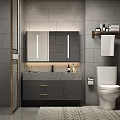 Modern Bathroom Vanity With LED Mirror Marble Countertop Cabinet And Towel Rack