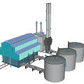 Industrial Processing Equipment Facility With Storage Tanks Pipelines And Blue Structures