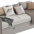 Modern Upholstered Storage Bed With Soft Pillows Warm Blankets And Drawers