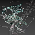 3D Fantasy Creature Model With Green Blue Color Large Wings And Red Claws