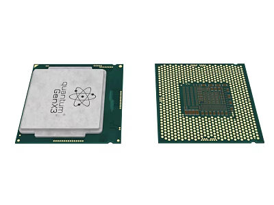 Superior Electronic CPU Chip Featuring Front Back View And Pin Grid Array 3d model