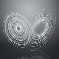 Abstract Symmetric White Spiral Lines Forming Butterfly Shape On Gray Background With Reflection