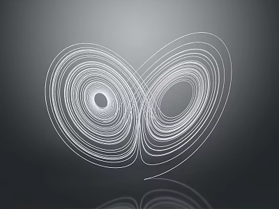 Abstract Symmetric White Spiral Lines Forming Butterfly Shape On Gray Background With Reflection 3d model