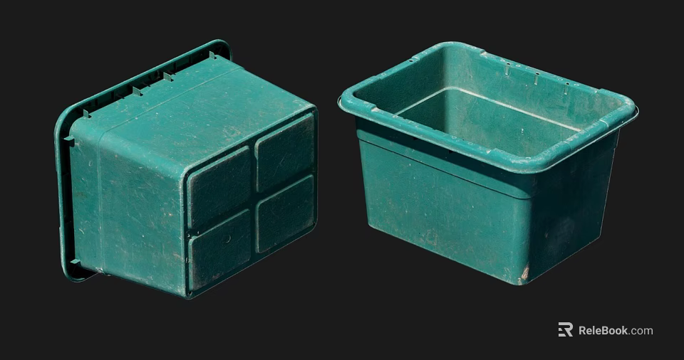 Green Plastic Square Storage Bins Ideal For Home Organizing And Storage 3d model 