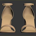 Women's Beige Block Heel Sandals With Ankle Strap And Open Toe