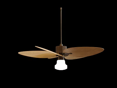 Modern Ceiling Cooling Fan with Wooden Blades and Integrated Light Fixture Design 3d model