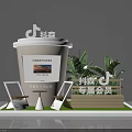 Creative Photo Check In Spot With Large Milk Tea Cup Green Plants And Photo Frames