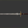 Decorative Medieval Sword With Intricate Carvings Golden Hilt And Red Handle