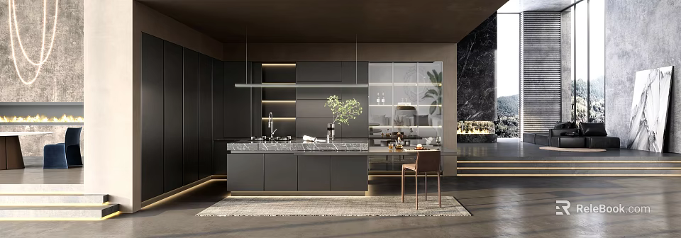 Modern Duplex Living Room Interior Design With Open Layout And Stylish Furniture 3d model 