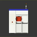 White Industrial Machine With Blue Top Edge Red Side Component And Colorful Indicator Light 3d model