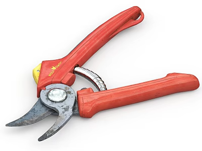 Red Handle Hardware Cutting Tool With Sharp Metal Blades And Comfortable Grip 3d model