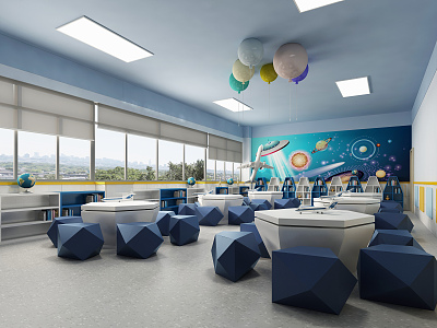 Modern Kindergarten Science Room 3d model