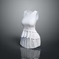 Elegant White Sleeveless Dress With Ruffled Hem And Fitted Waist