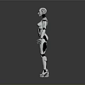 Humanoid Robot Character With Silver Metallic Body And Blue Glowing Accents