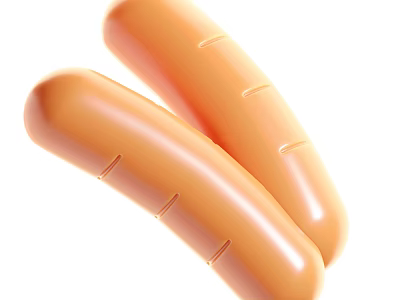 Juicy Orange Sausages With Smooth Glossy Surface And Evenly Spaced Slits 3d model