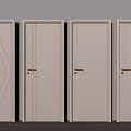 Stylish Light Colored Hinged Doors With Various Patterns And Golden Handles 3d model