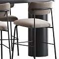 Modern Minimalist Black Bar Table And Four Soft Upholstered High Chairs For Daily Home Use