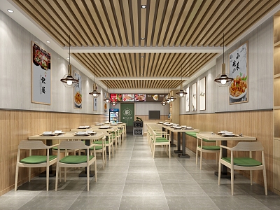 Modern fast food restaurant covered with rice model