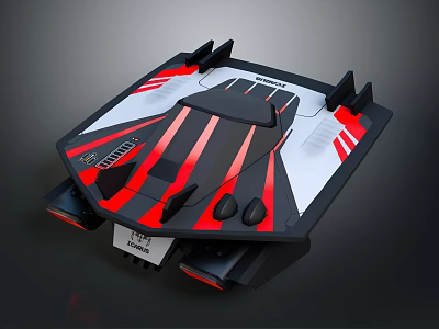 Red And Black Racing Model Vehicle With Aerodynamic Design And White Stripes 3d model