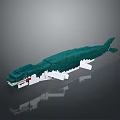 Green Crocodile Building Block Model With Open Mouth And White Accents
