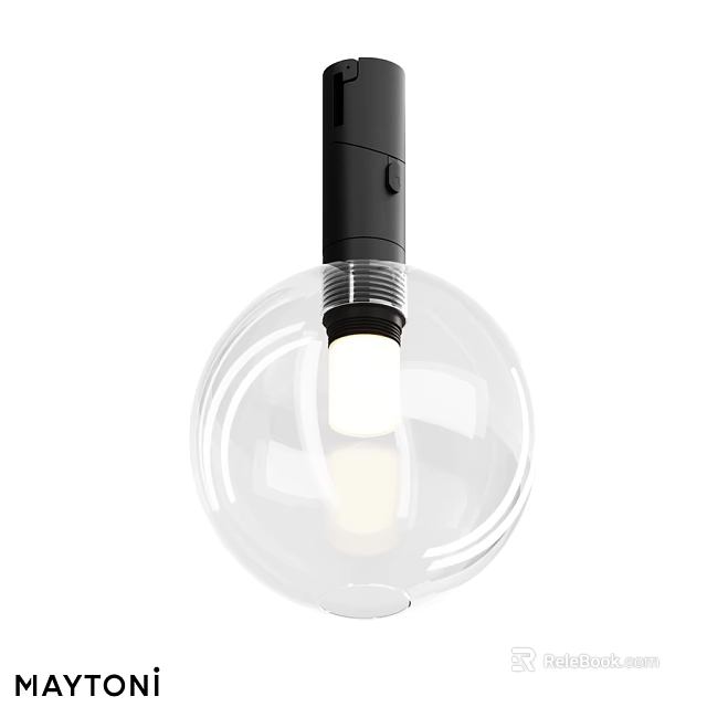 Modern Black Downlight Spotlight With Transparent Globe Cover And White LED Light 3d model 