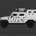 White Armored Functional Vehicle With UN Logos And Protective Structure 3d model
