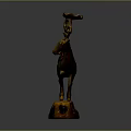Ornate Bronze Sculpture With Riding Deer Figure On Stone Base And Gold Black Hues